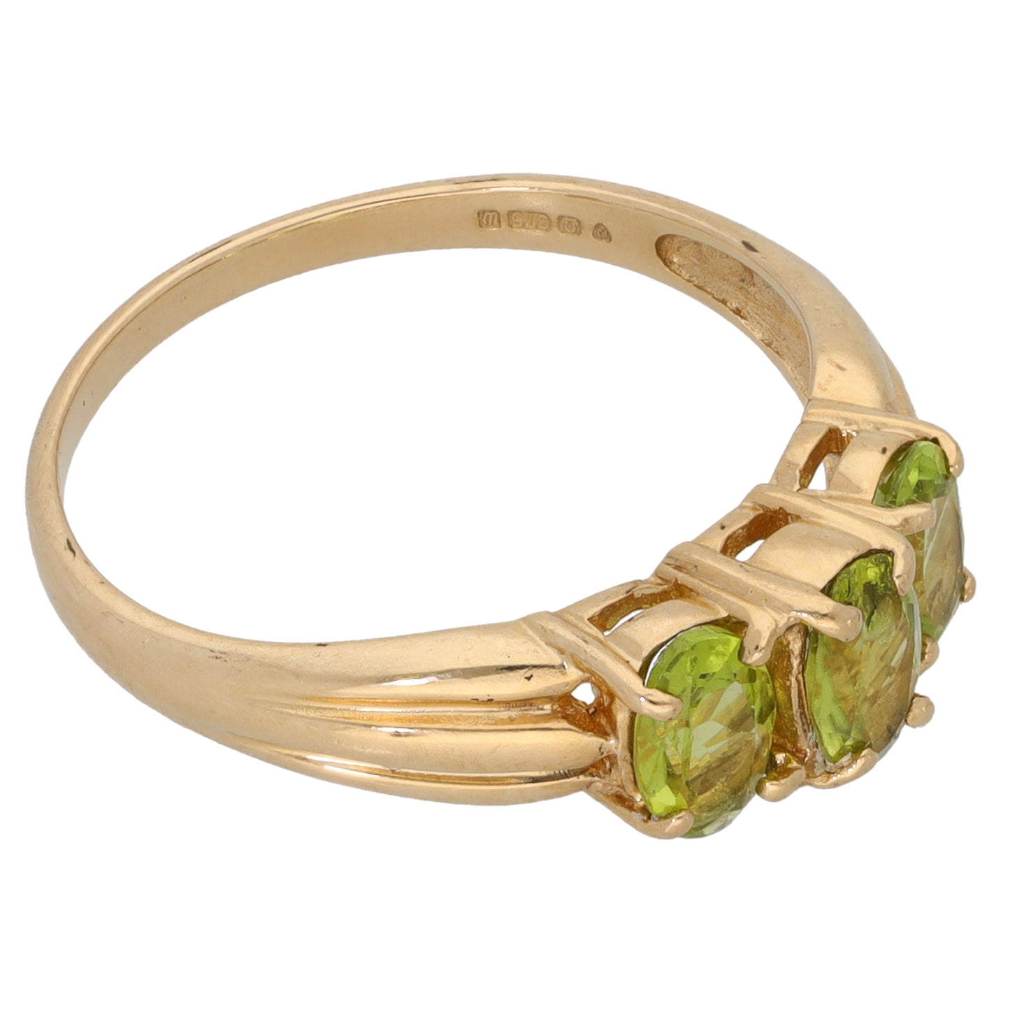 9ct Gold Peridot Trilogy Ring Size P