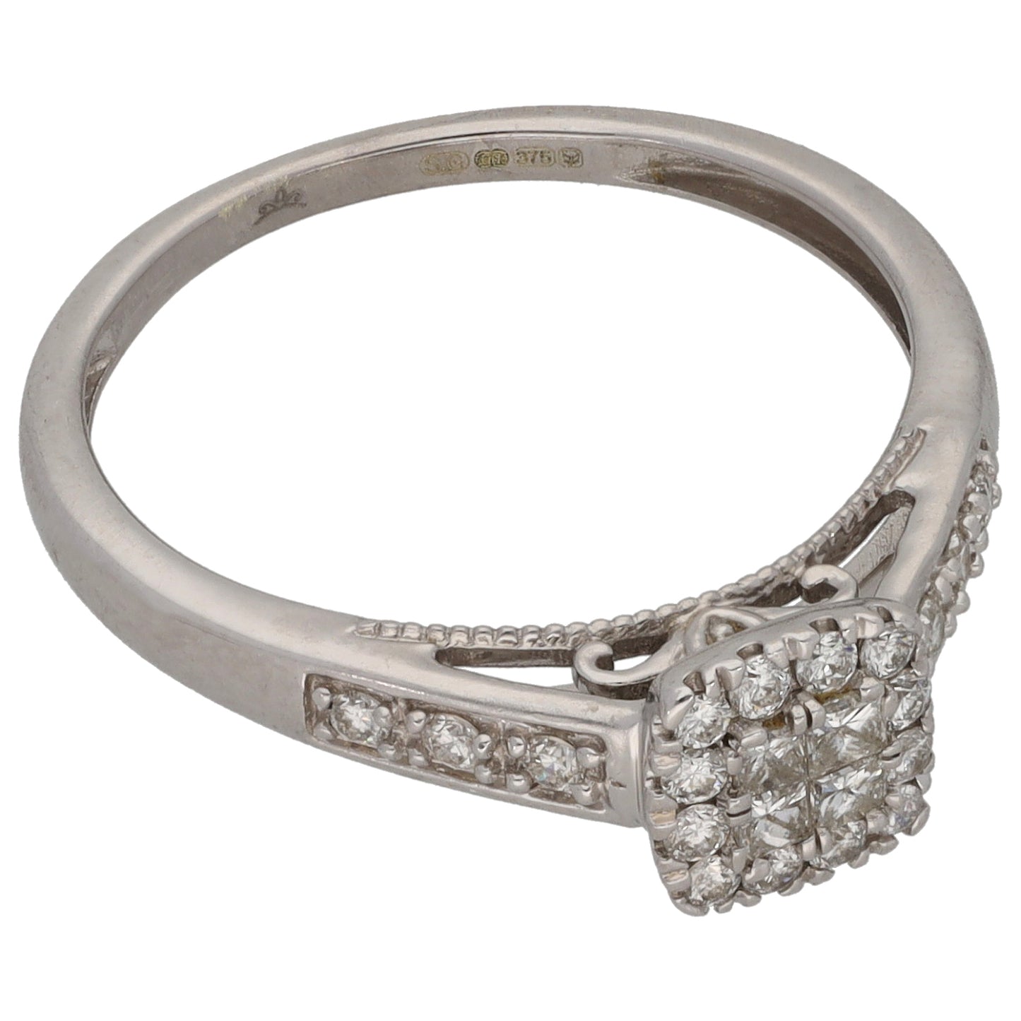 9ct White Gold 0.33ct Diamond Dress/Cocktail Ring Size N