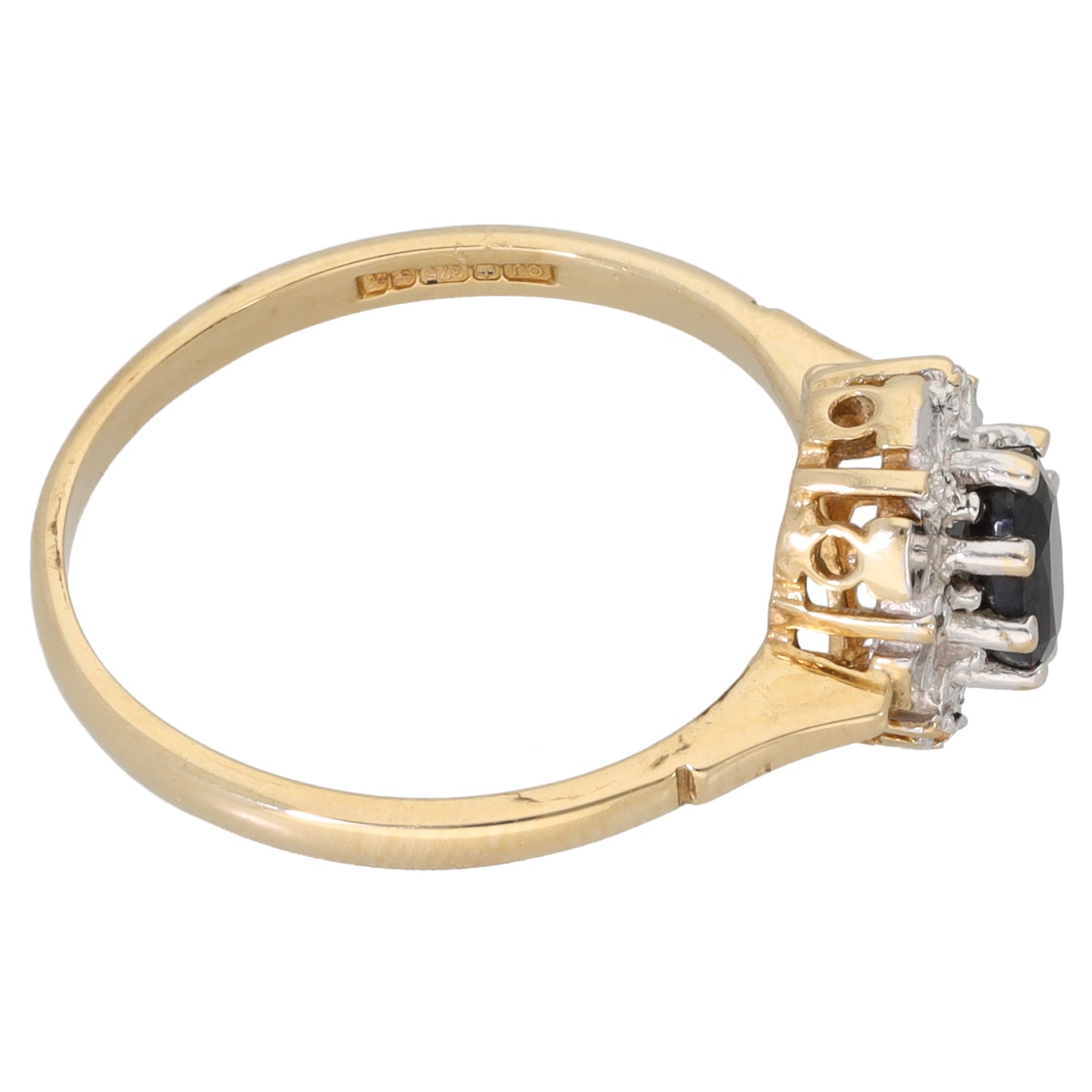 9ct Gold Sapphire & Cubic Zirconia Dress/Cocktail Ring Size N