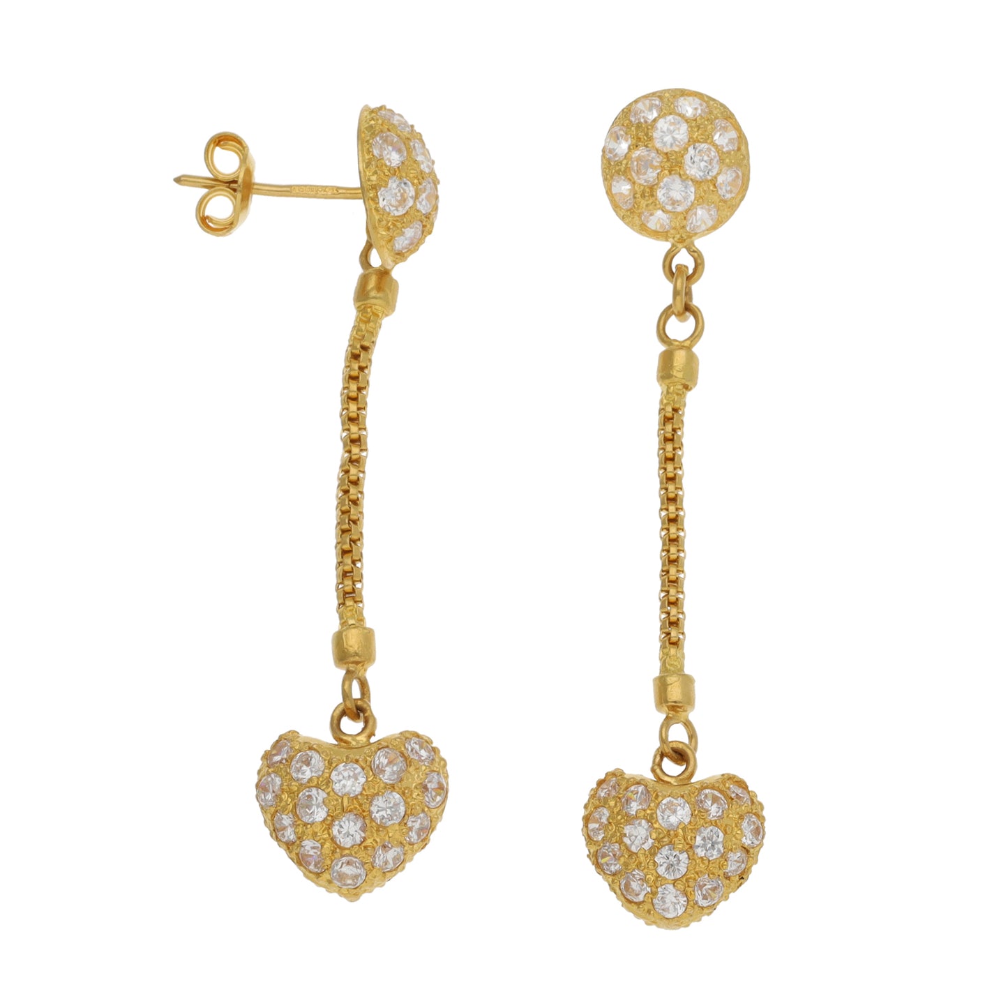 22ct Gold Cubic Zirconia Drop Earrings