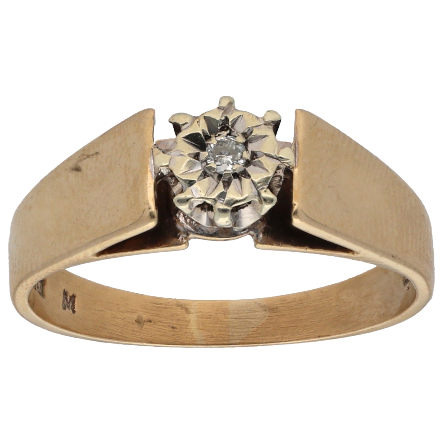 9ct Gold 0.03ct Diamond Solitaire Ring Size M