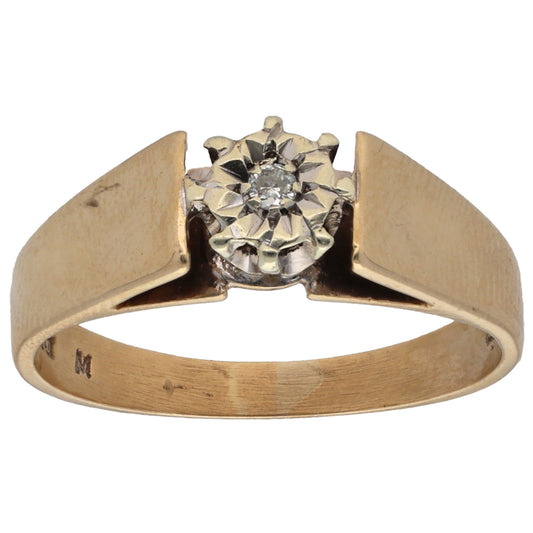 9ct Gold 0.03ct Diamond Solitaire Ring Size M