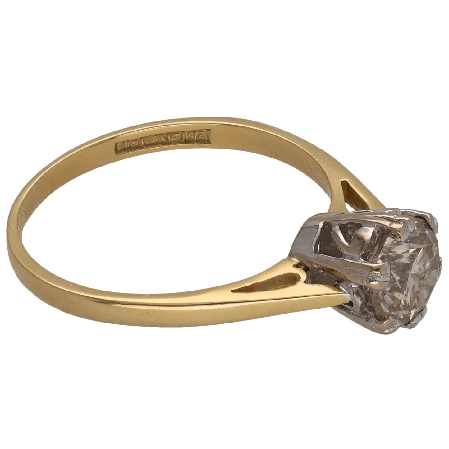 18ct Gold 0.87ct Diamond Solitaire Ring Size N