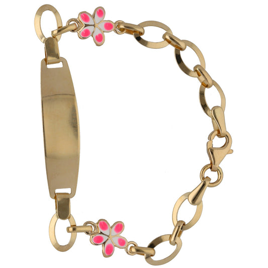 New 14ct Gold Kids Flower ID Bracelet