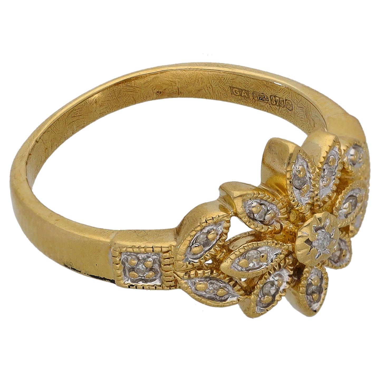 9ct Gold 0.075ct Diamond Dress/Cocktail Ring Size M