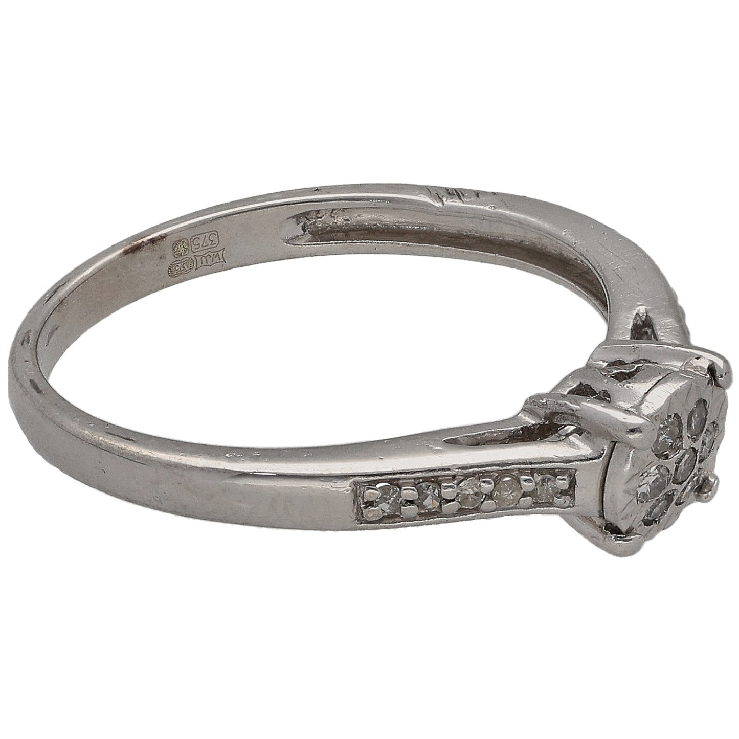 9ct White Gold 0.12ct Diamond Dress/Cocktail Ring Size K