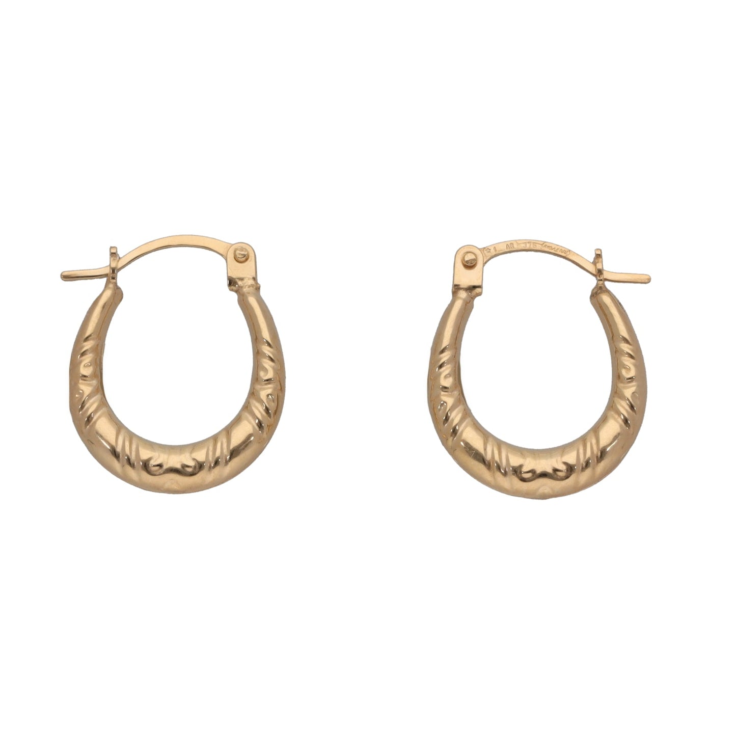 9ct Gold Small Patterned Creole Earrings