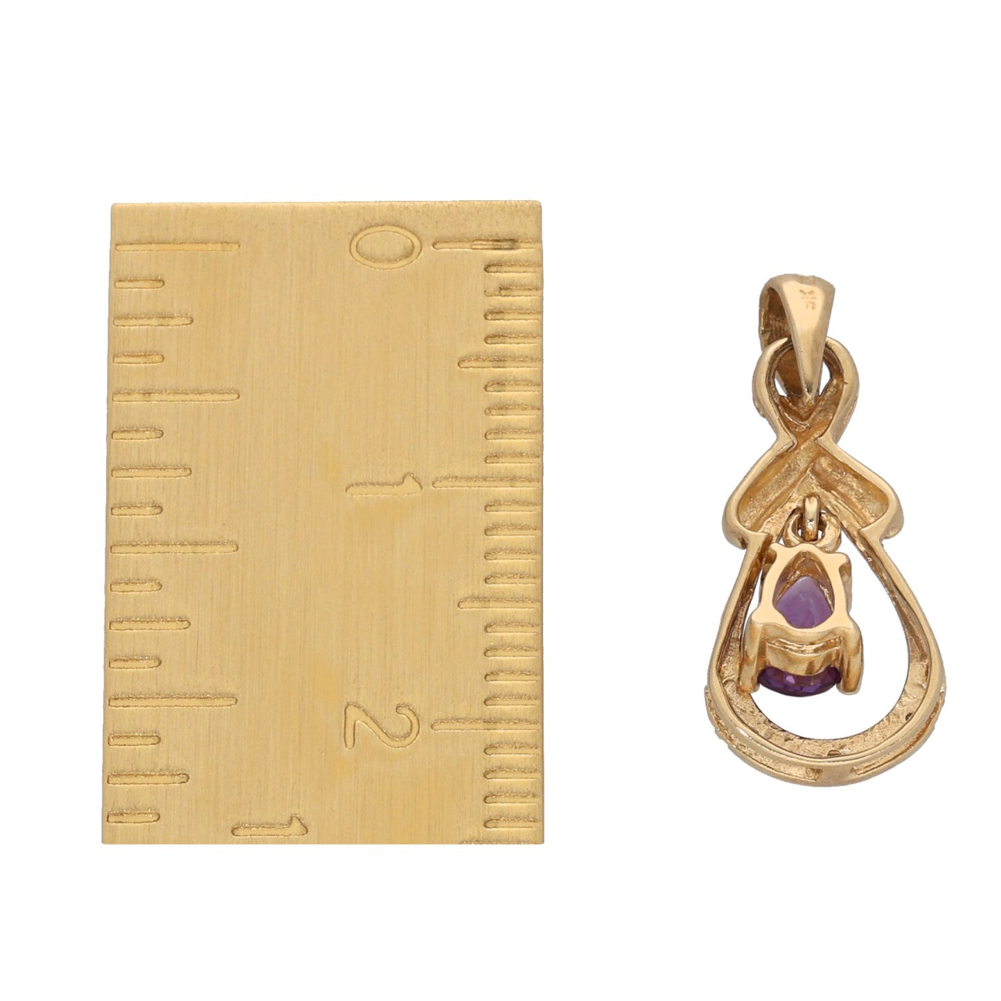 9ct Gold 0.015ct Diamond & Amethyst Dress/Cocktail Pendant