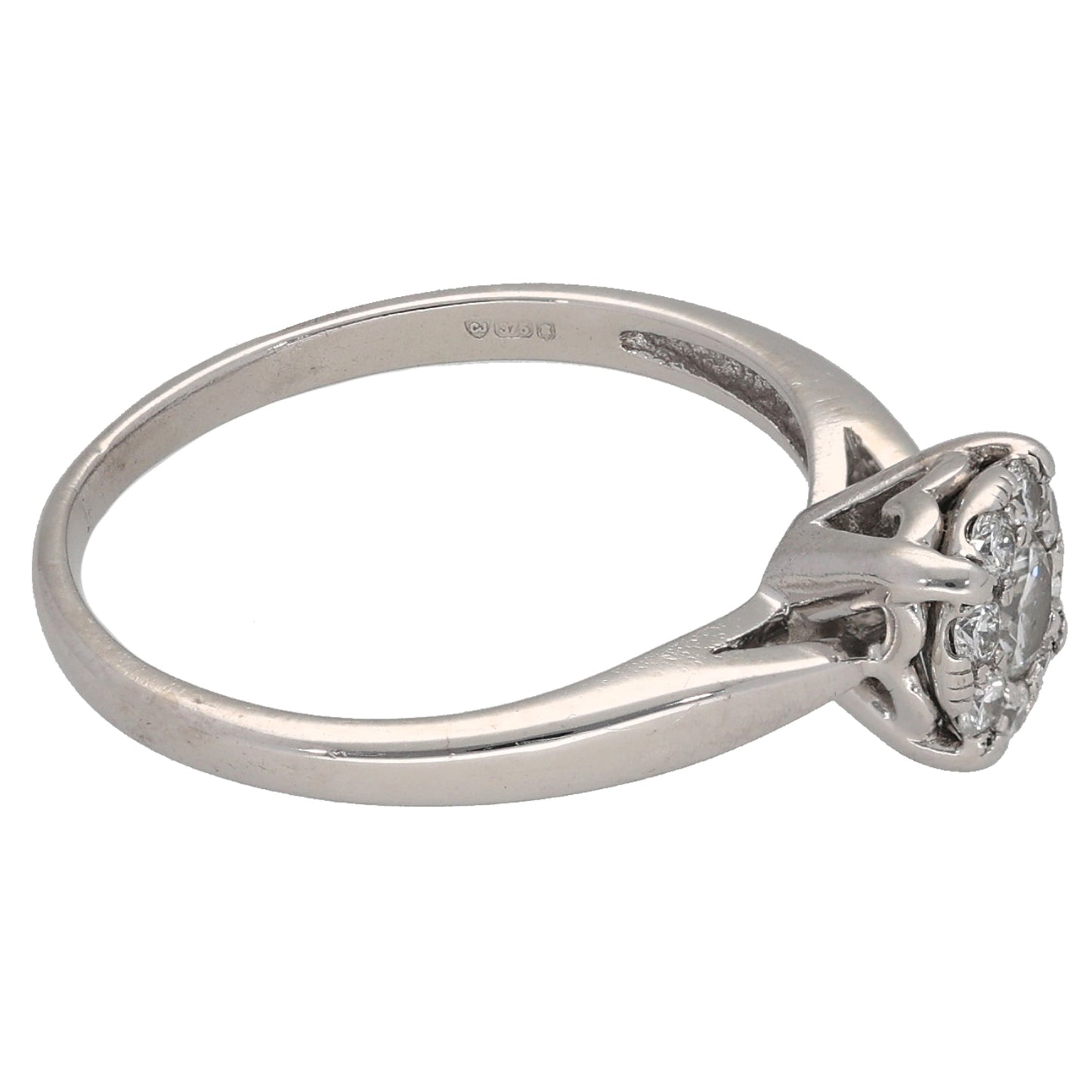 9ct White Gold 0.23ct Diamond Cluster Ring Size K