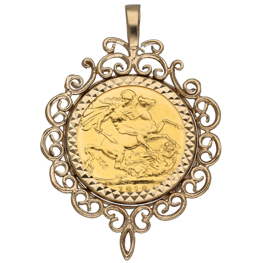 9ct Gold Full Sovereign Coin Pendant