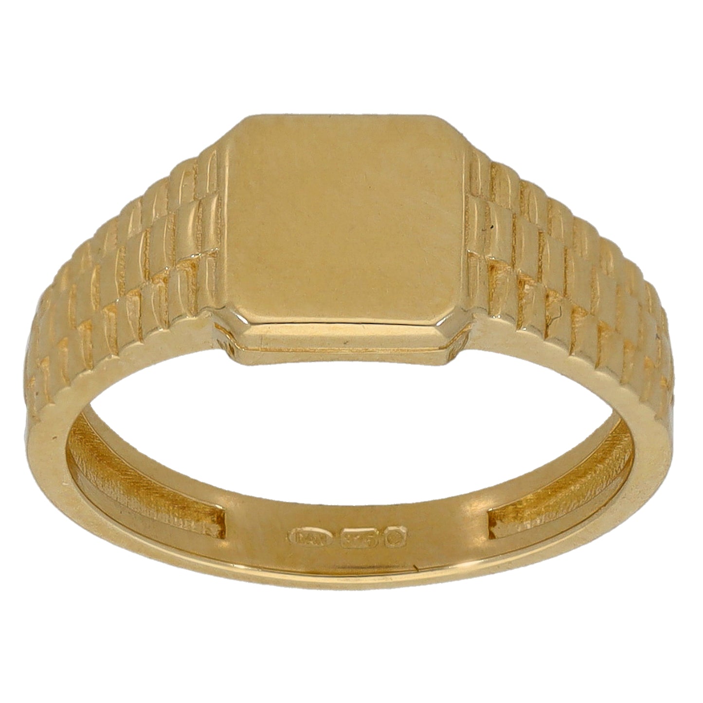 New 9ct Gold Kids Patterned Signet Ring Size G-I