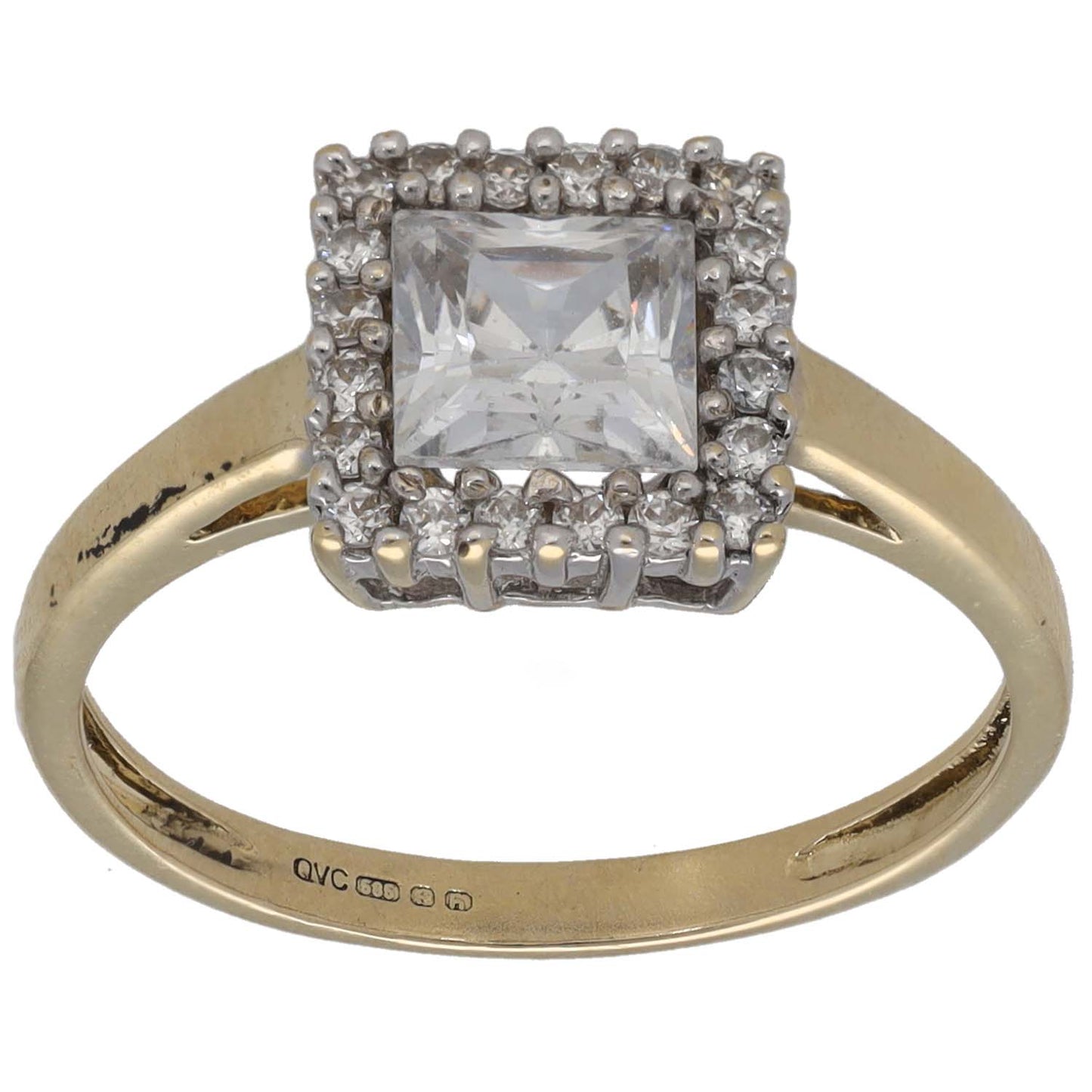 14ct Gold Cubic Zirconia Cluster Ring Size M