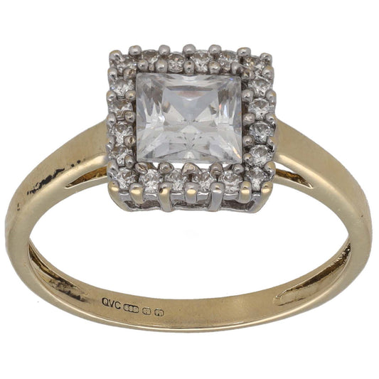14ct Gold Cubic Zirconia Cluster Ring Size M