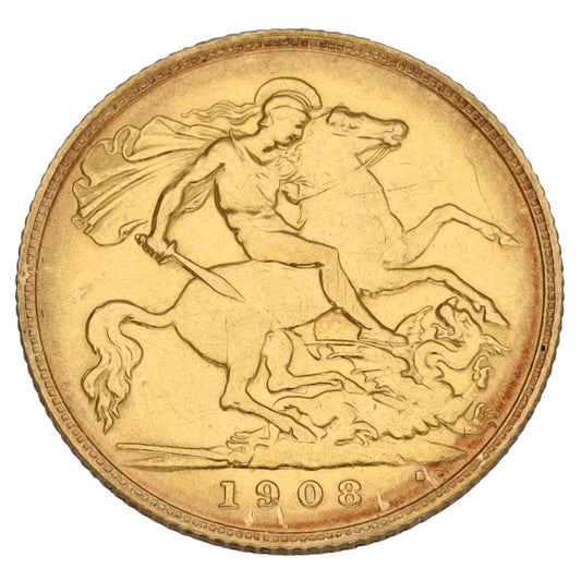22ct Gold King Edward VII Half Sovereign Coin 1908