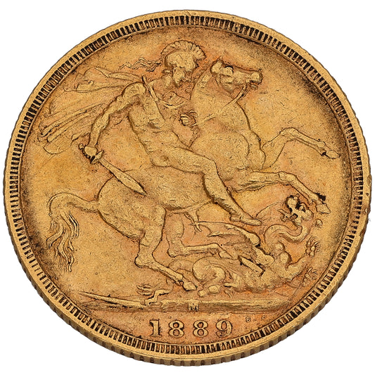 22ct Gold Queen Victoria Full Sovereign Coin 1889