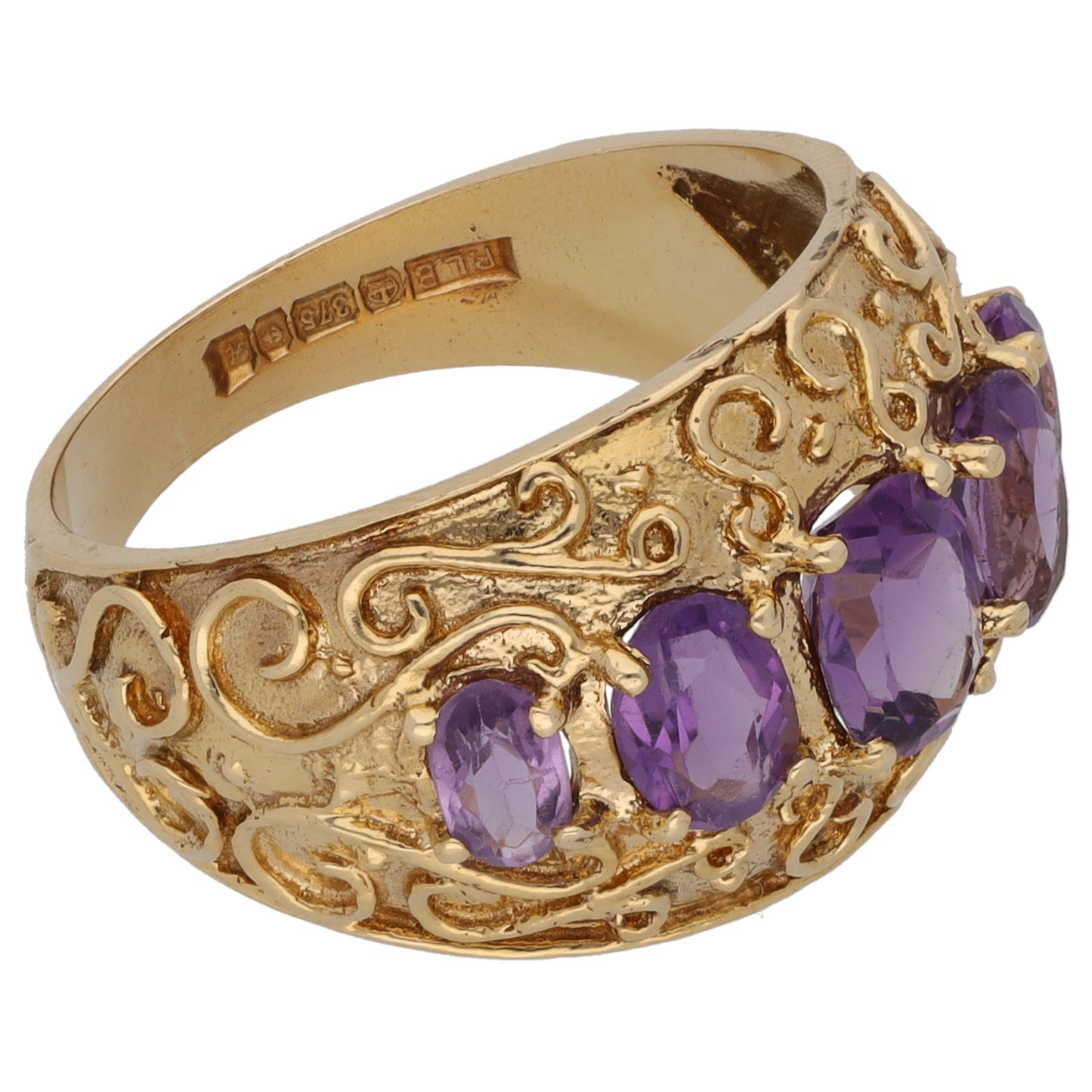 9ct Gold Amethyst Dress/Cocktail Ring Size Q