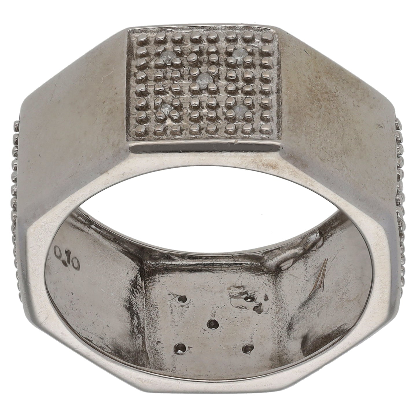 9ct White Gold 0.10ct Diamond Alternative Ring Size S