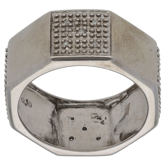 9ct White Gold 0.10ct Diamond Alternative Ring Size S