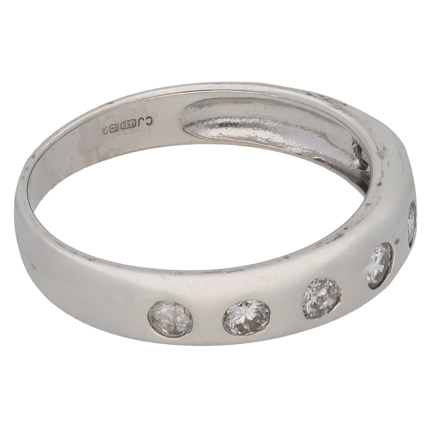 18ct White Gold 0.49ct Diamond Half Eternity Ring Size L