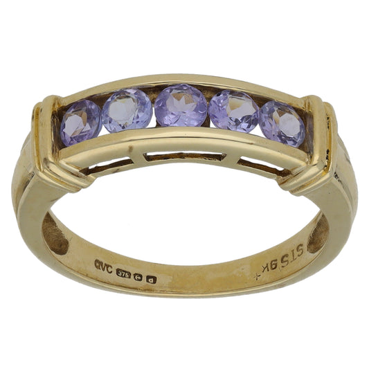 9ct Gold Tanzanite Half Eternity Ring Size L