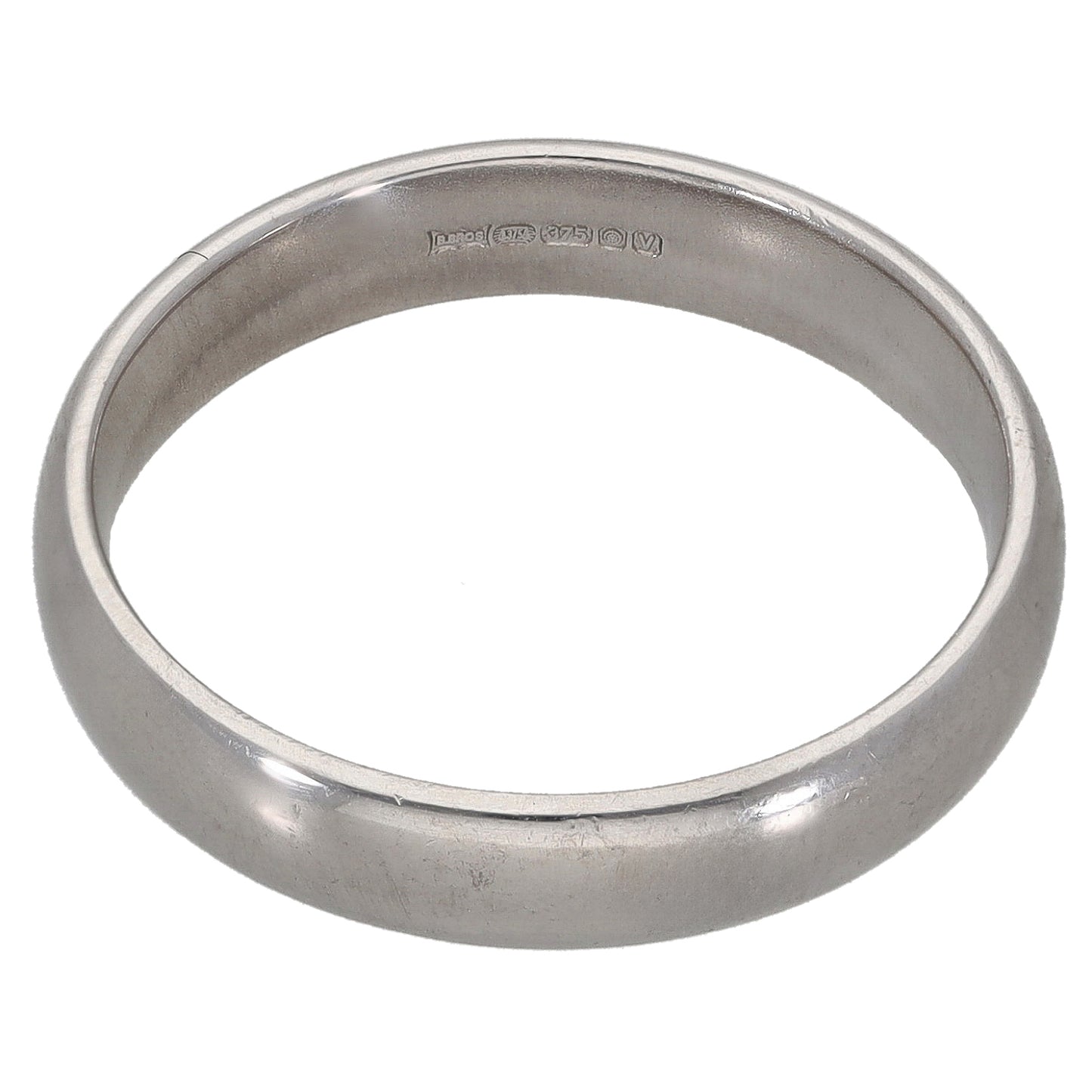 9ct White Gold Plain Wedding Ring Size R