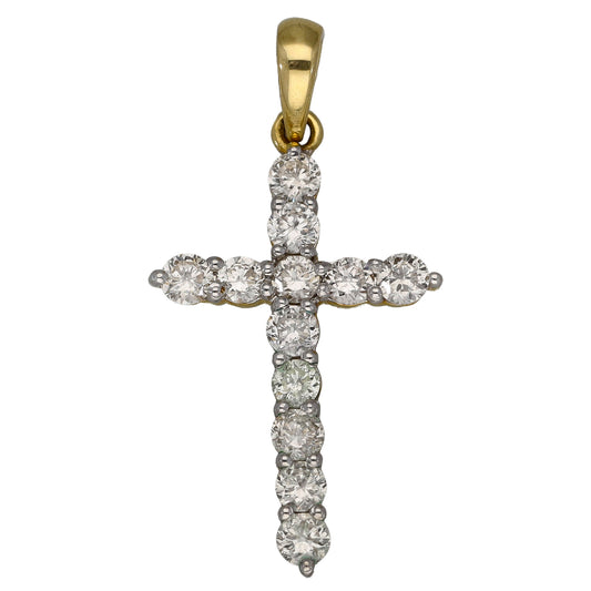 14ct Gold 0.48ct Diamond Cross Pendant