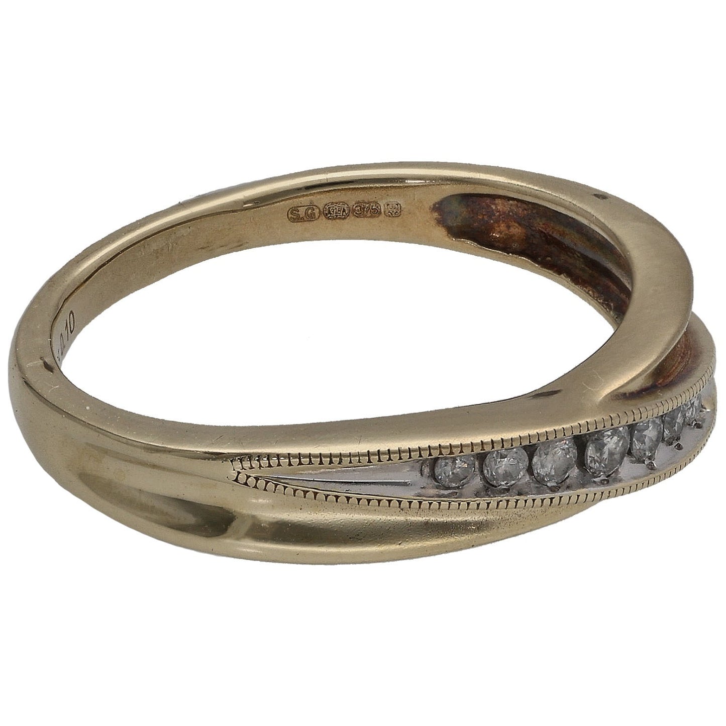 9ct Gold 0.10ct Diamond Half Eternity Ring Size N
