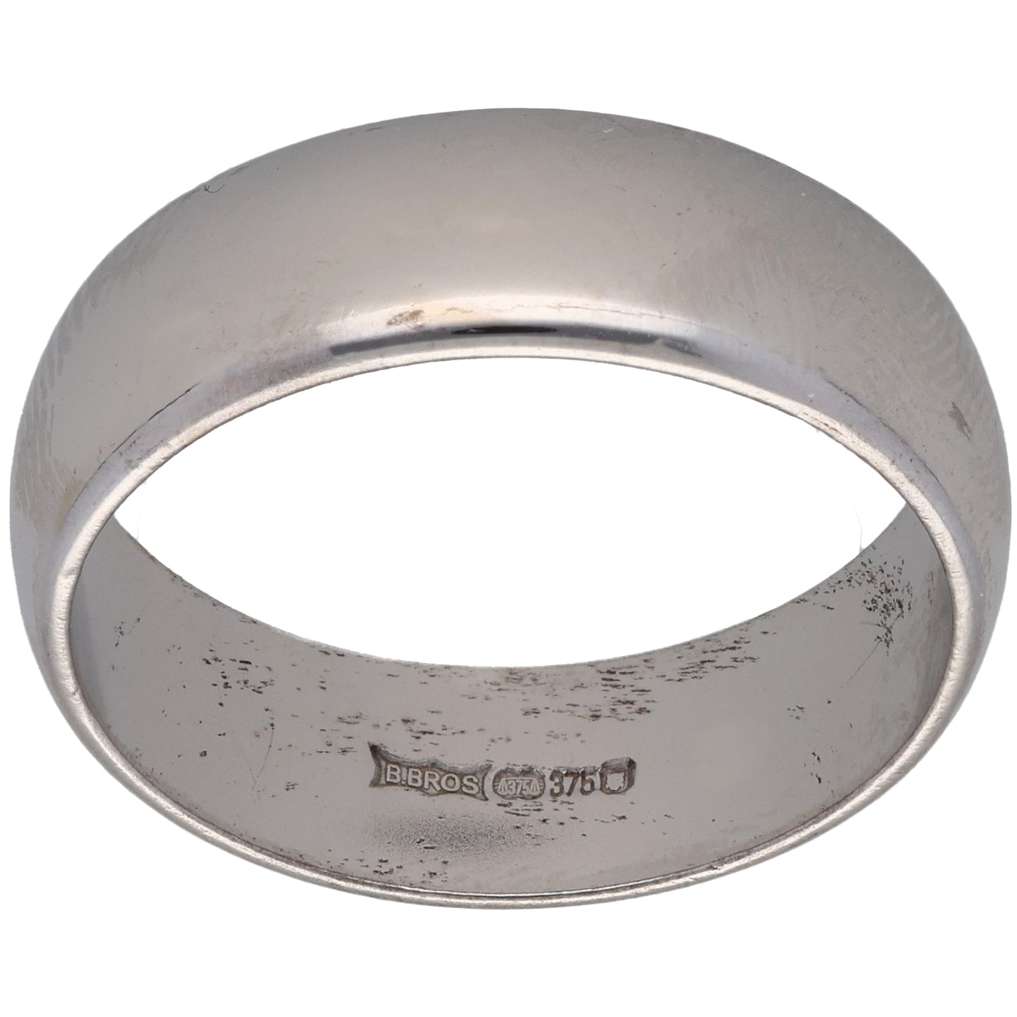 9ct White Gold Plain Wedding Ring Size T