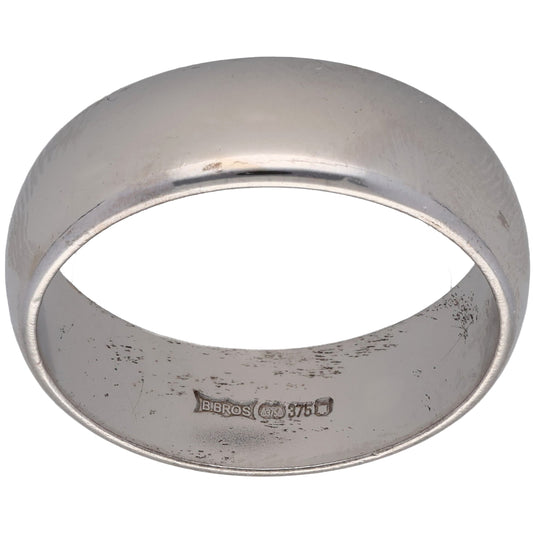 9ct White Gold Plain Wedding Ring Size T