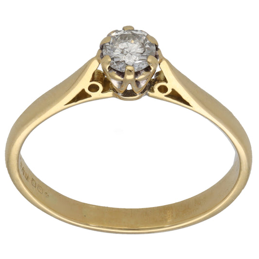 18ct Gold 0.25ct Diamond Solitaire Ring Size P