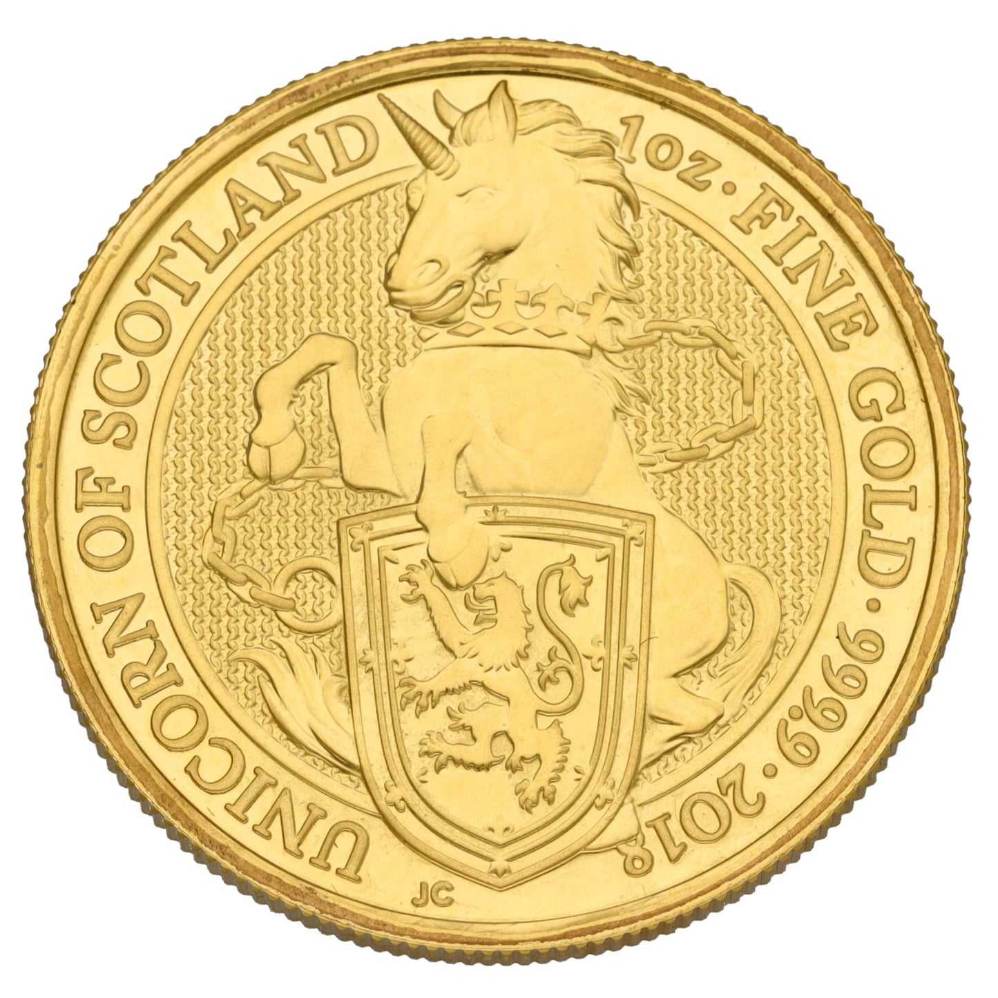 24ct Gold Tudor Beasts Unicorn Of Scotland 1 OZ Coin 2018
