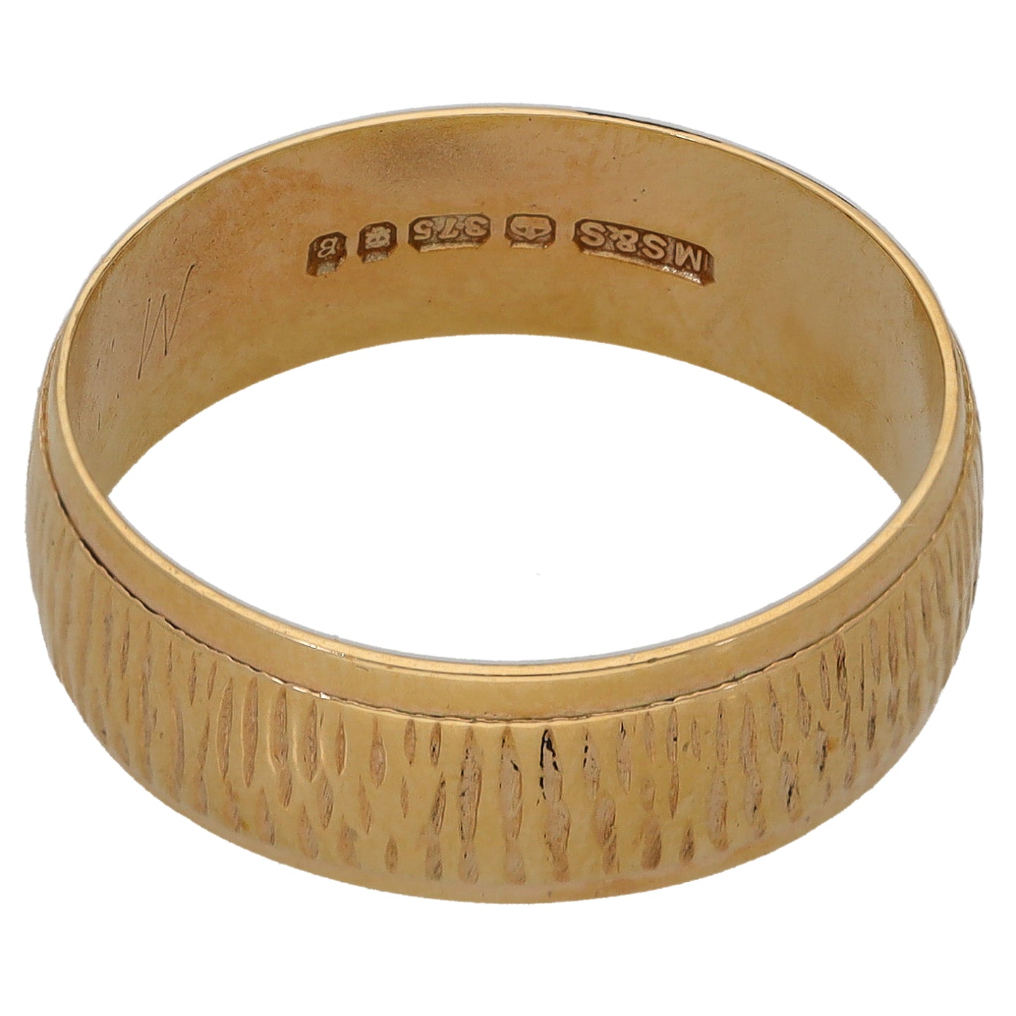 9ct Gold Patterned Wedding Ring Size O