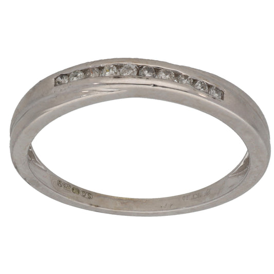 9ct White Gold 0.10ct Diamond Half Eternity Ring Size N