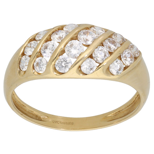 14ct Gold Cubic Zirconia Dress/Cocktail Ring Size S