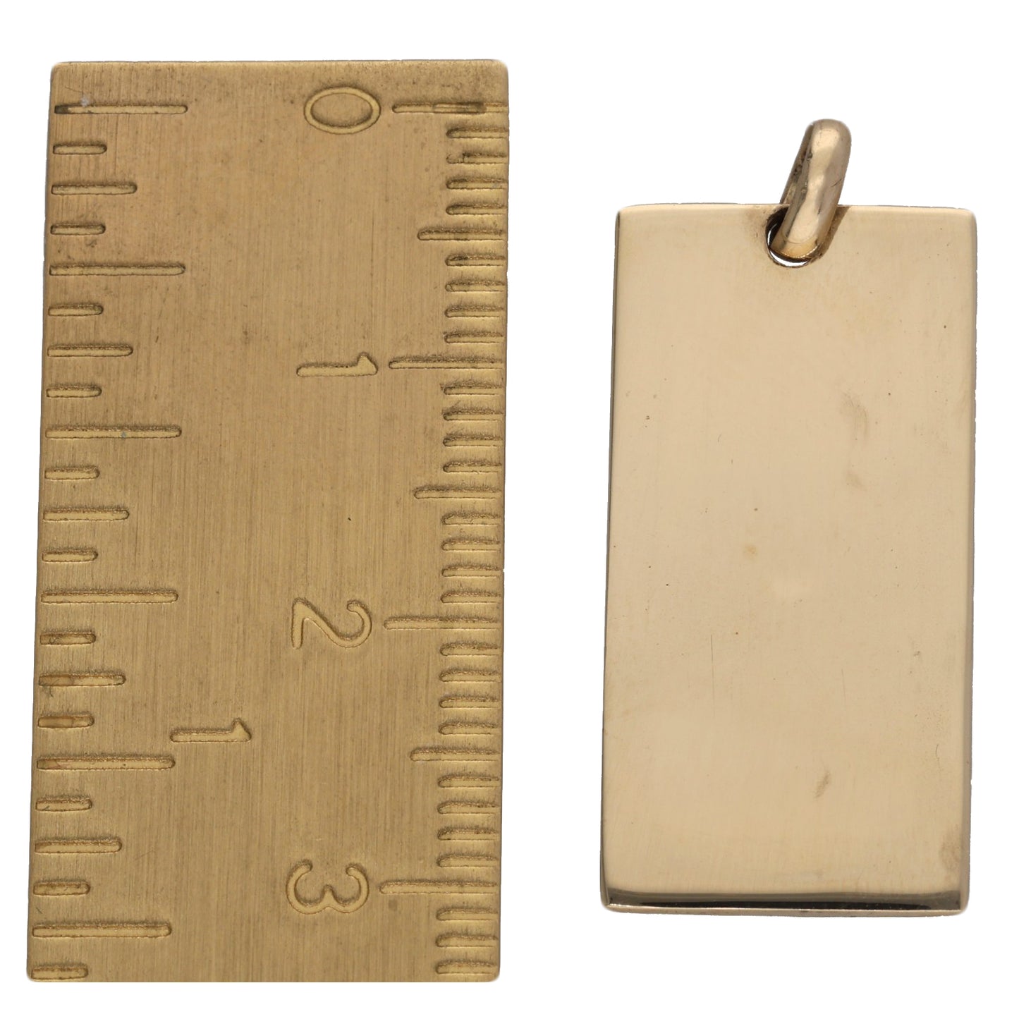 9ct gold ingot pendant back, smooth rectangular plate with top loop bail