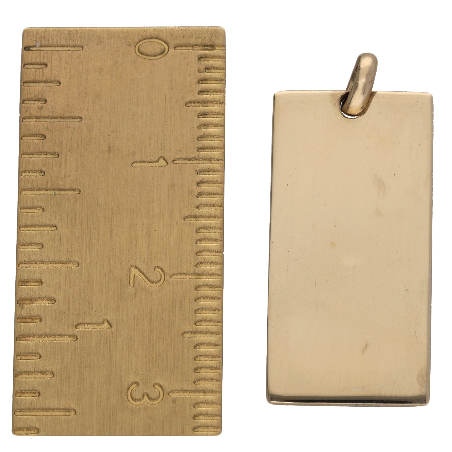 9ct gold ingot pendant back, smooth rectangular plate with top loop bail