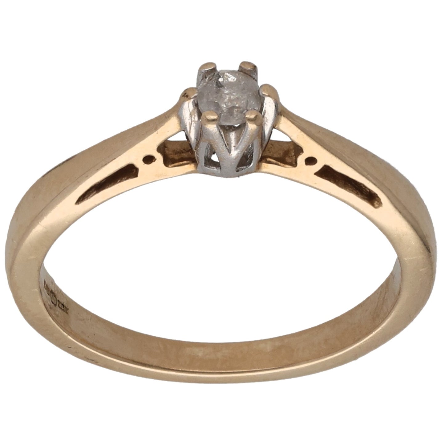 9ct Gold 0.10ct Round Diamond Solitaire Ring Size J