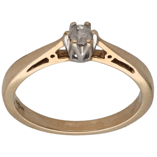 9ct Gold 0.10ct Round Diamond Solitaire Ring Size J