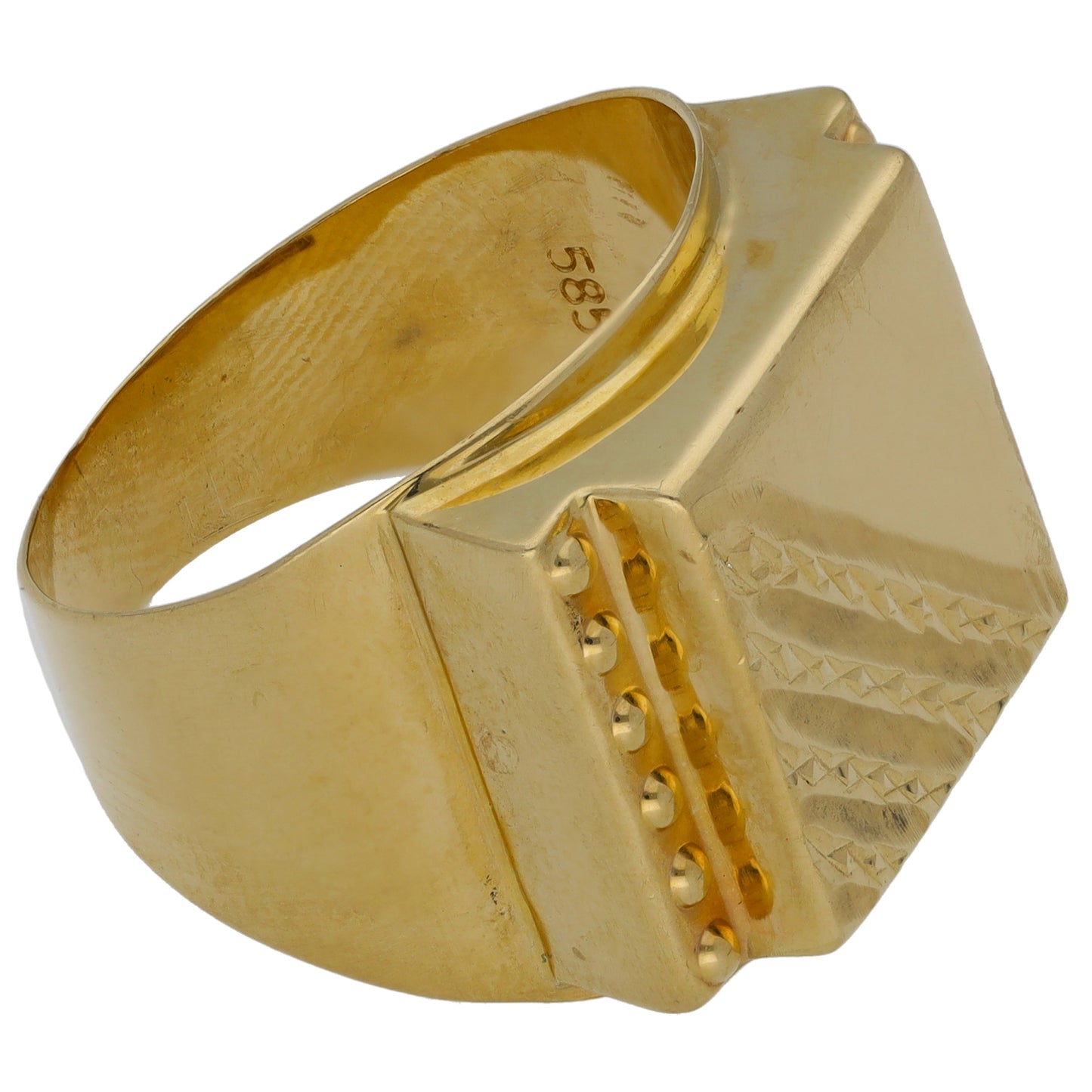 14ct Gold Patterned Signet Ring Size V
