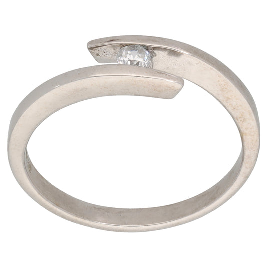 9ct White Gold Cubic Zirconia Single Stone Ring Size R