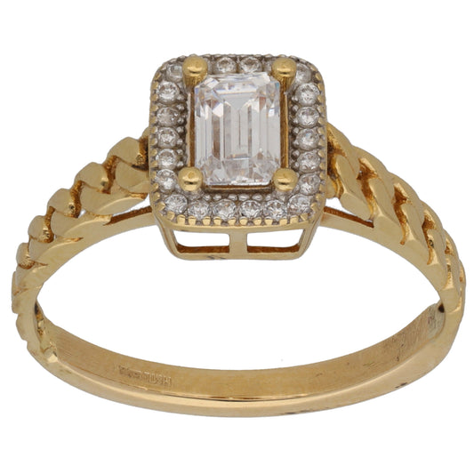 14ct Gold Cubic Zirconia Cluster Ring Size T