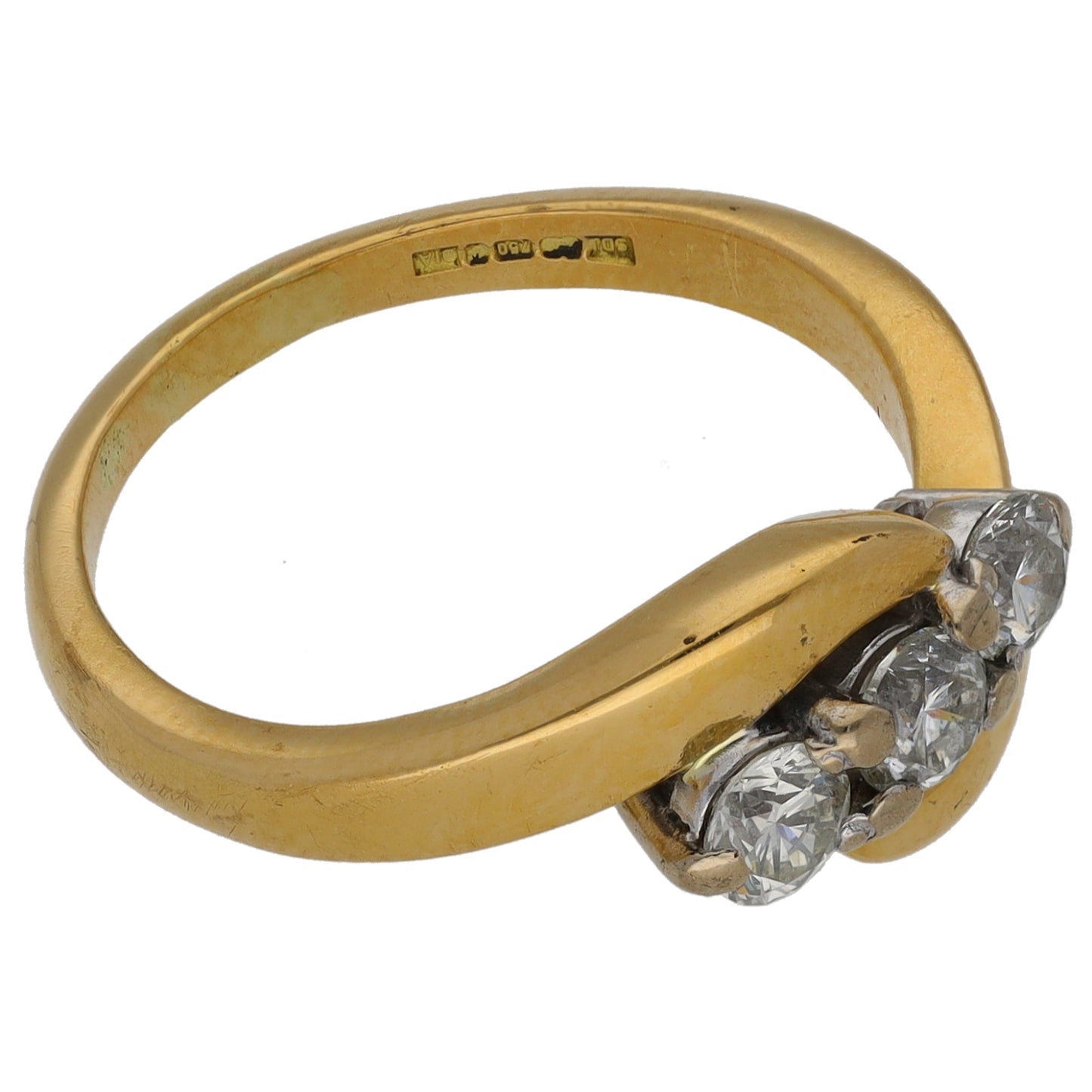 18ct Gold 0.63ct Diamond Trilogy Ring Size N