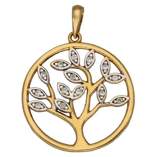 9ct Bi-Colour Gold Cubic Zirconia Dress/Cocktail Pendant