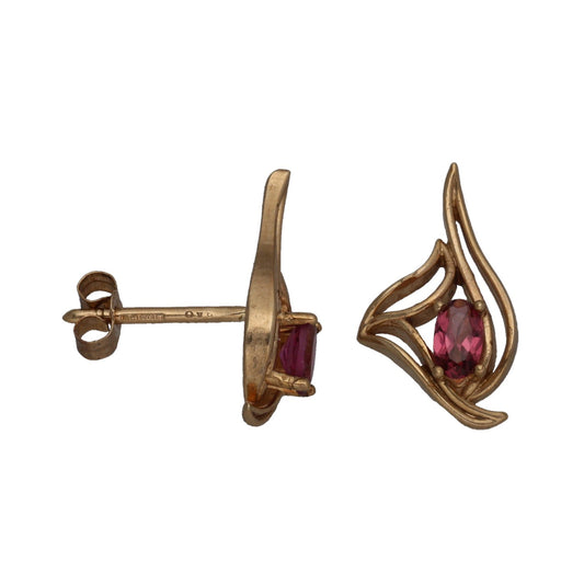 9ct Gold Garnet Stud Earrings