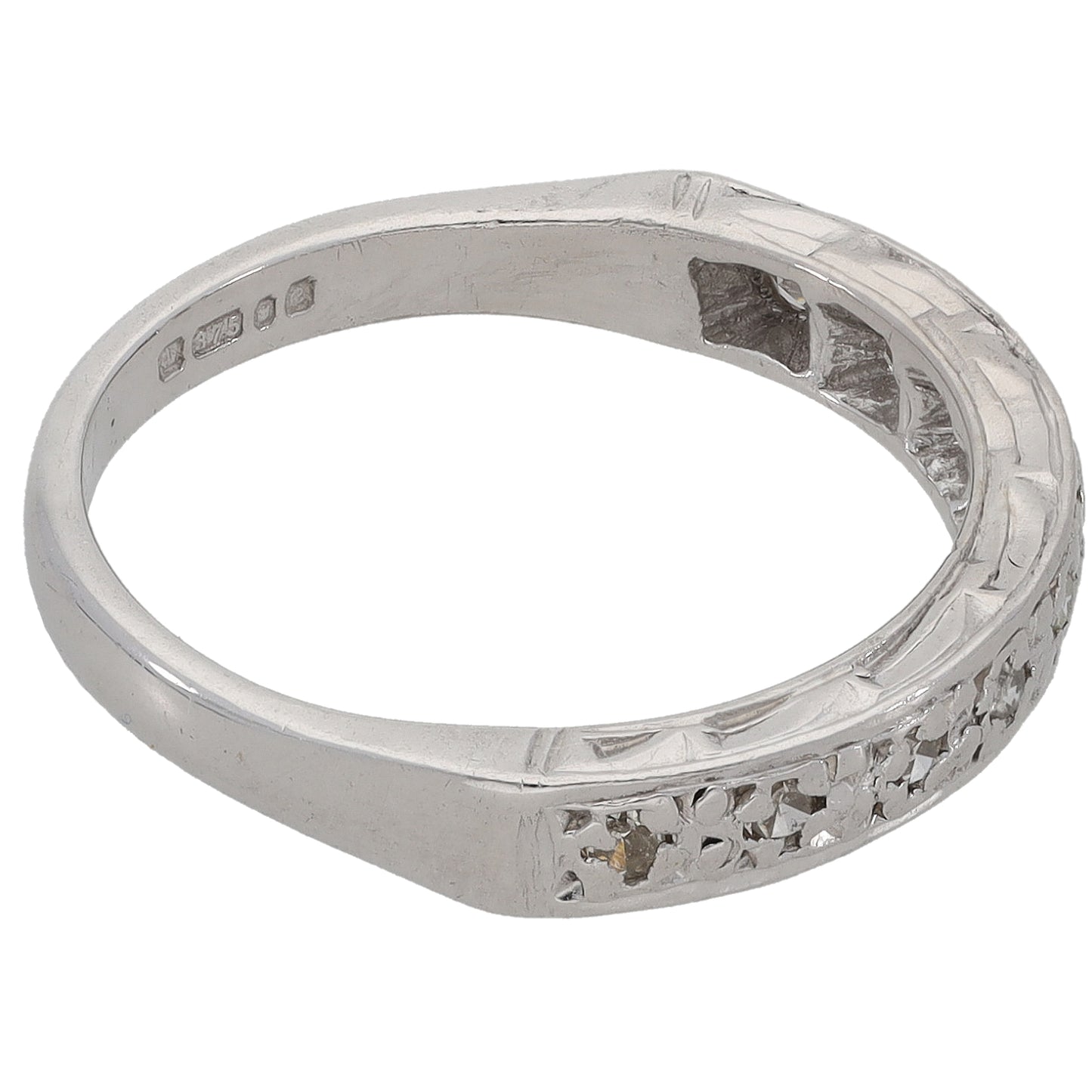 9ct White Gold 0.09ct Diamond Half Eternity Ring Size K