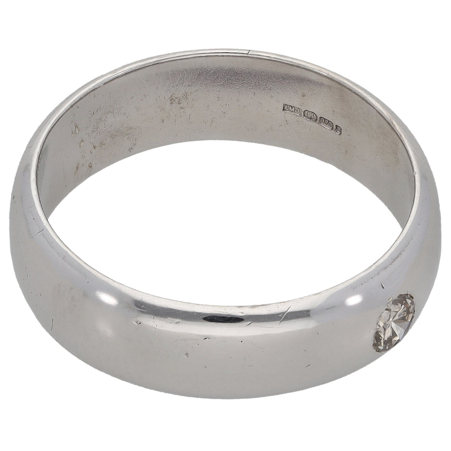 9ct White Gold 0.10ct Diamond Wedding Ring Size R