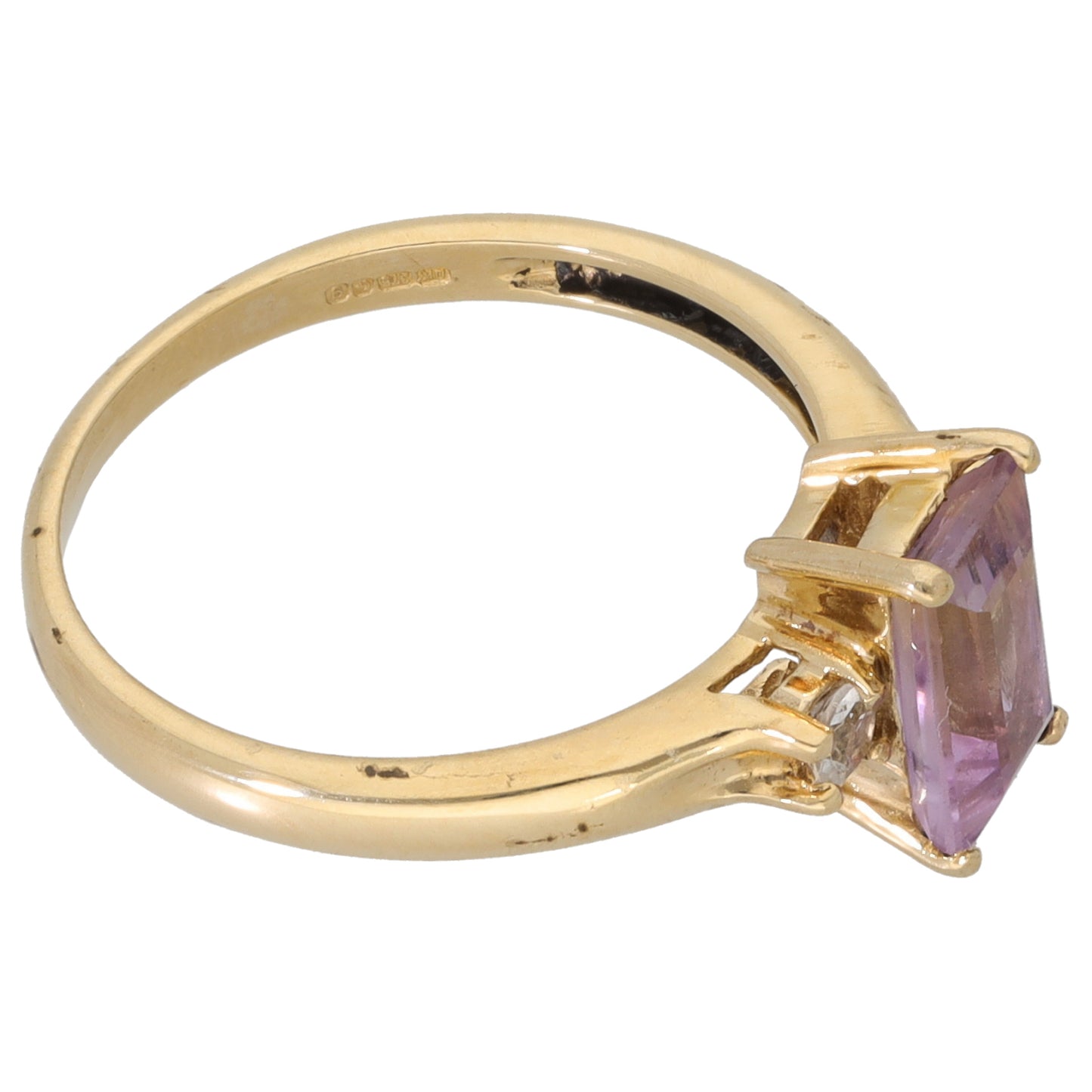 9ct Gold Ametrine & Quartz Trilogy Ring Size N