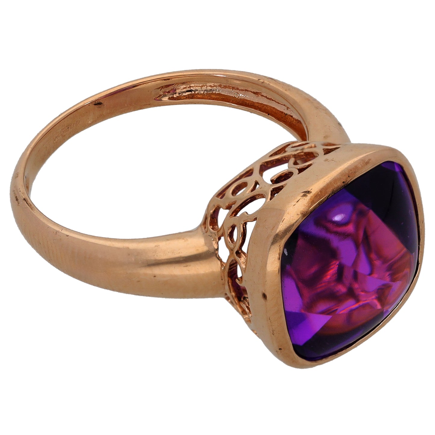 9ct Gold Amethyst Single Stone Ring Size P