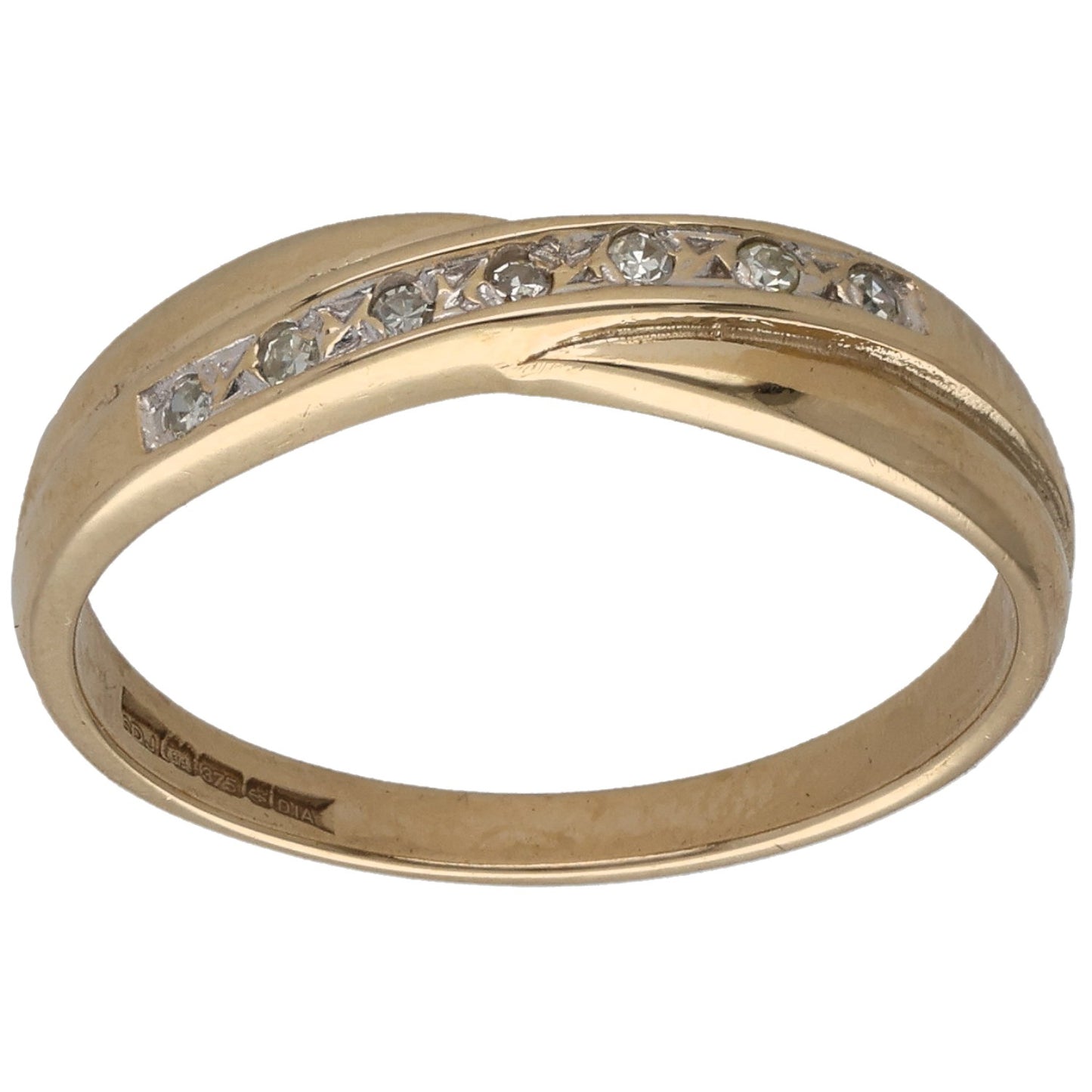 9ct Gold 0.07ct Diamond Half Eternity Ring Size P