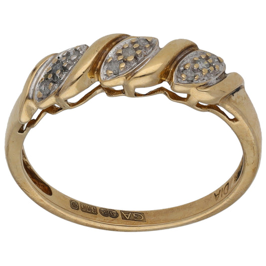 9ct Gold 0.09ct Diamond Dress/Cocktail Ring Size M